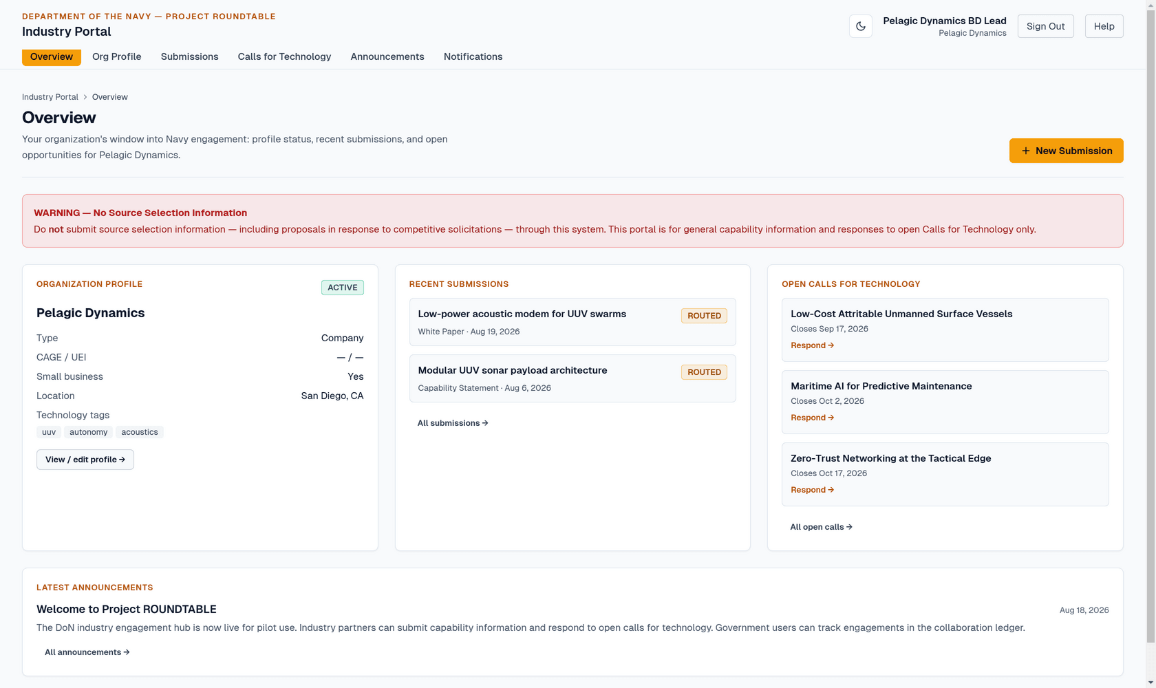Industry Portal overview