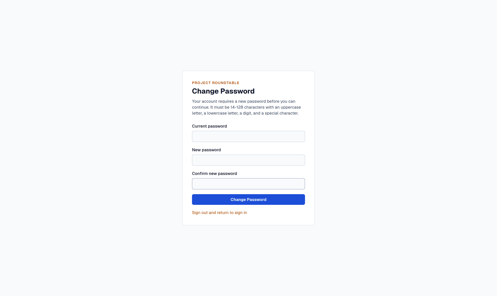 Password page
