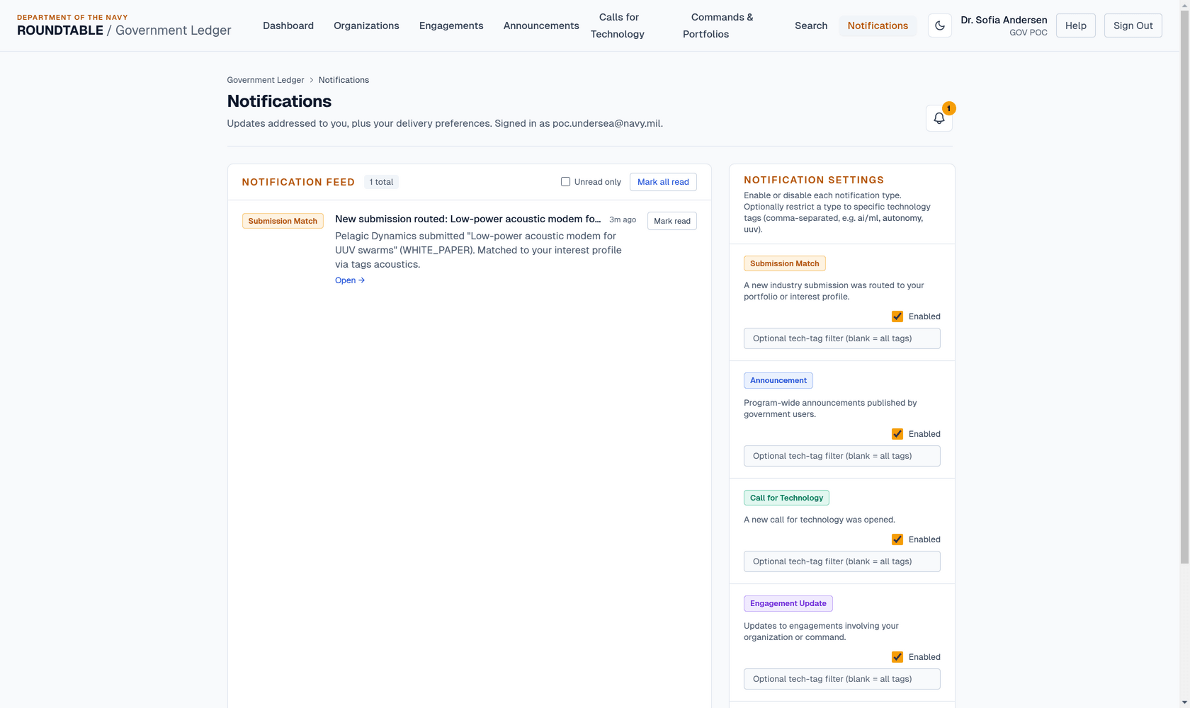 Government notifications
