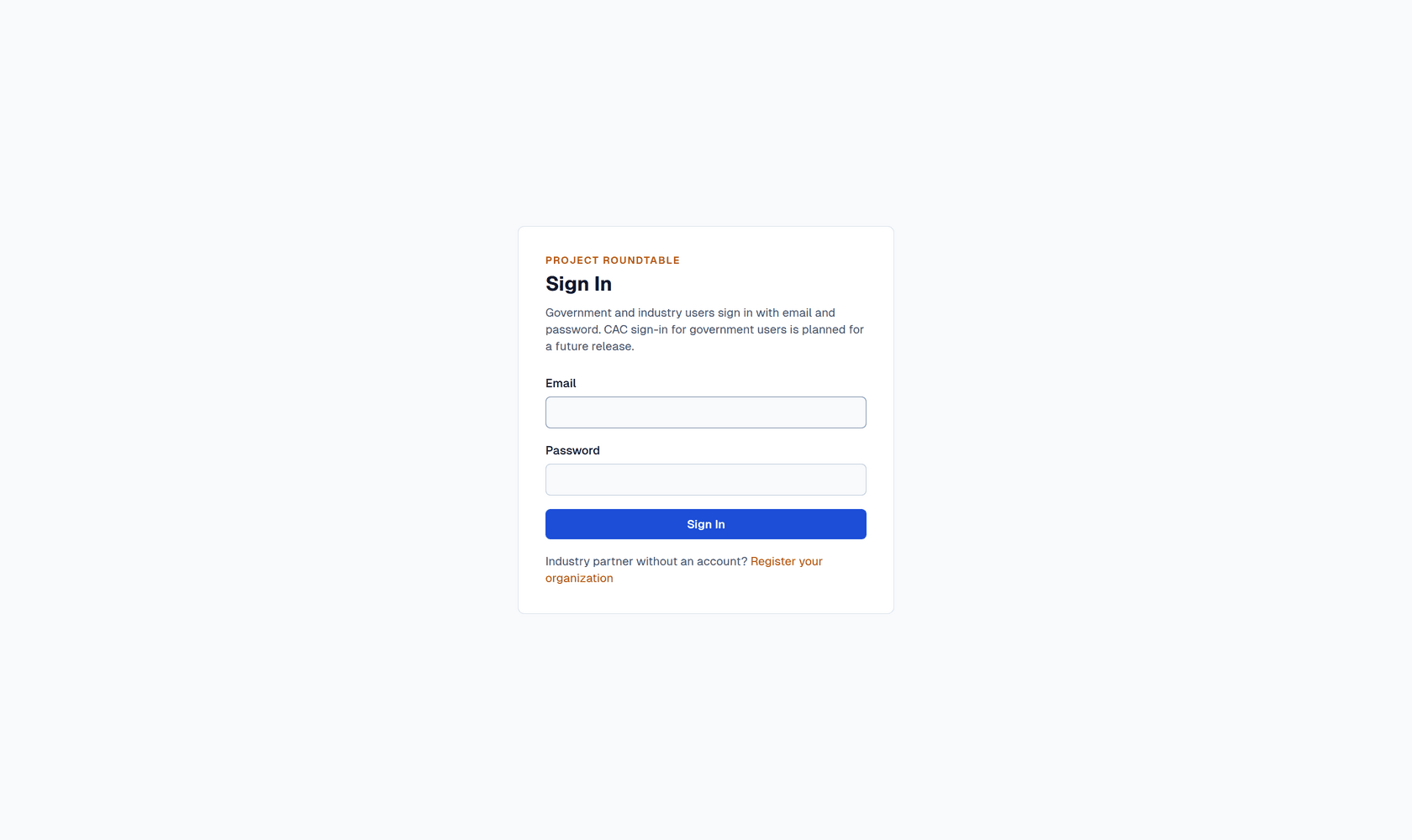 Sign-in page