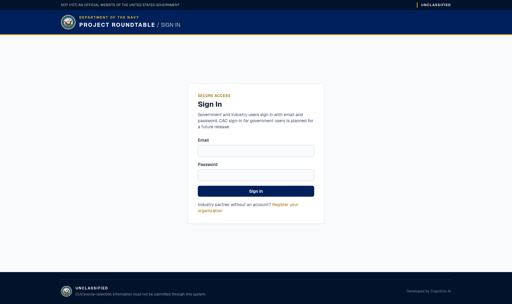 Sign-in page